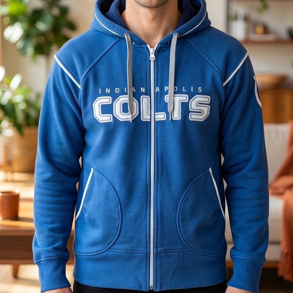 Reebok NFL Indianapolis Colts Blue Full‎ Zip Hoodie Jacket Mens Medium